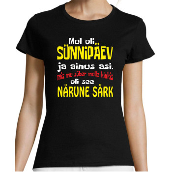 Mul oli sünnipäev ja ainus asi mis mu sõber mulle kinkis oli see NÄRUNE särk T-särk